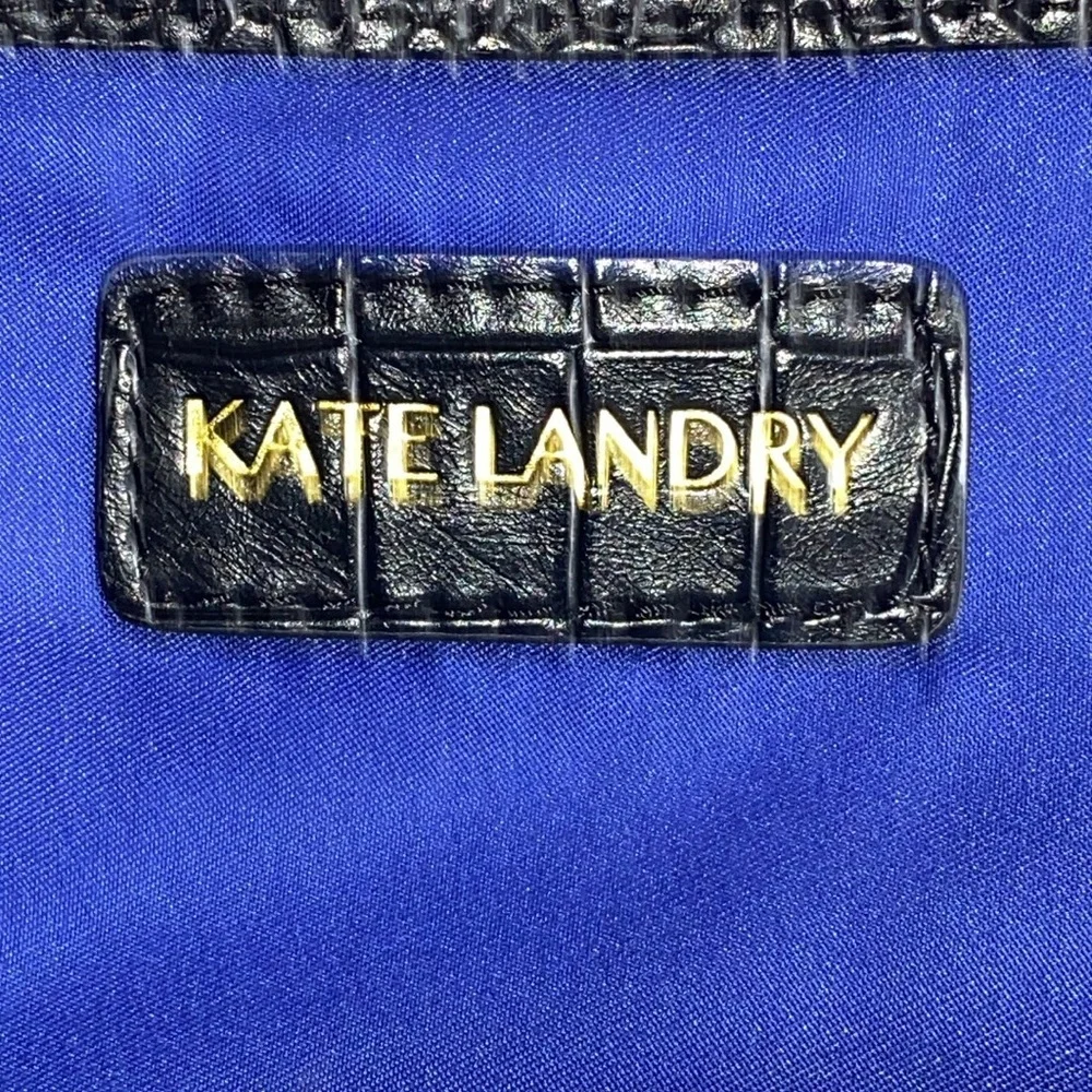 KATE LANDRY Elegant Black FAUX‎ Crocodile-Embossed Handbag. GOLD CHAIN ACCENT